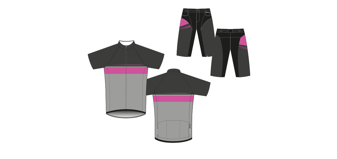 Dowe Sportswear - Designvorlage für Trikots und Shorts - pink-grau-schwarz