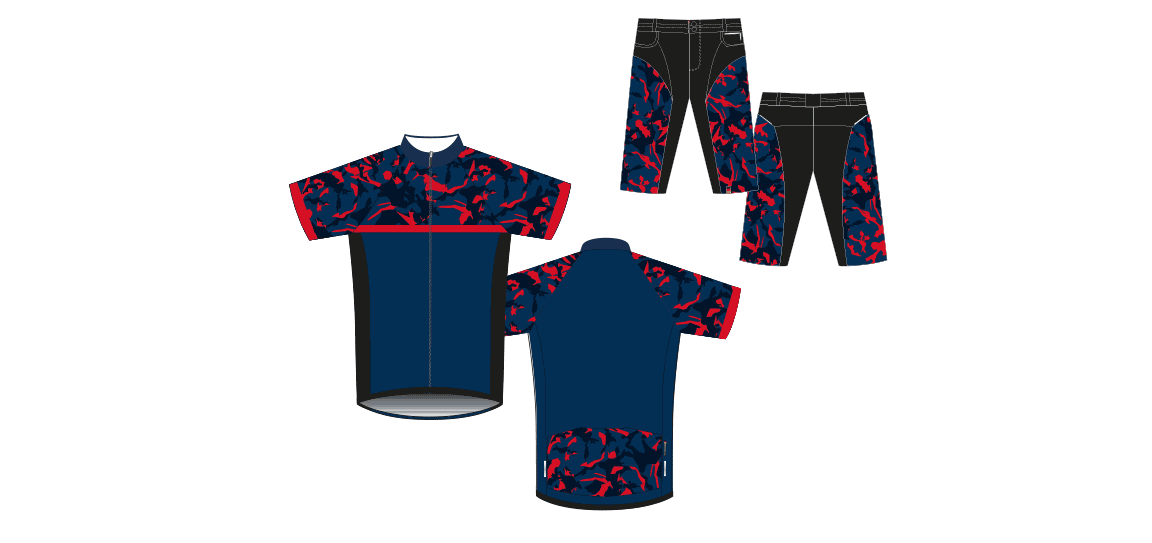 Dowe Sportswear - Designvorlage für Trikots und Shorts - rot-blau