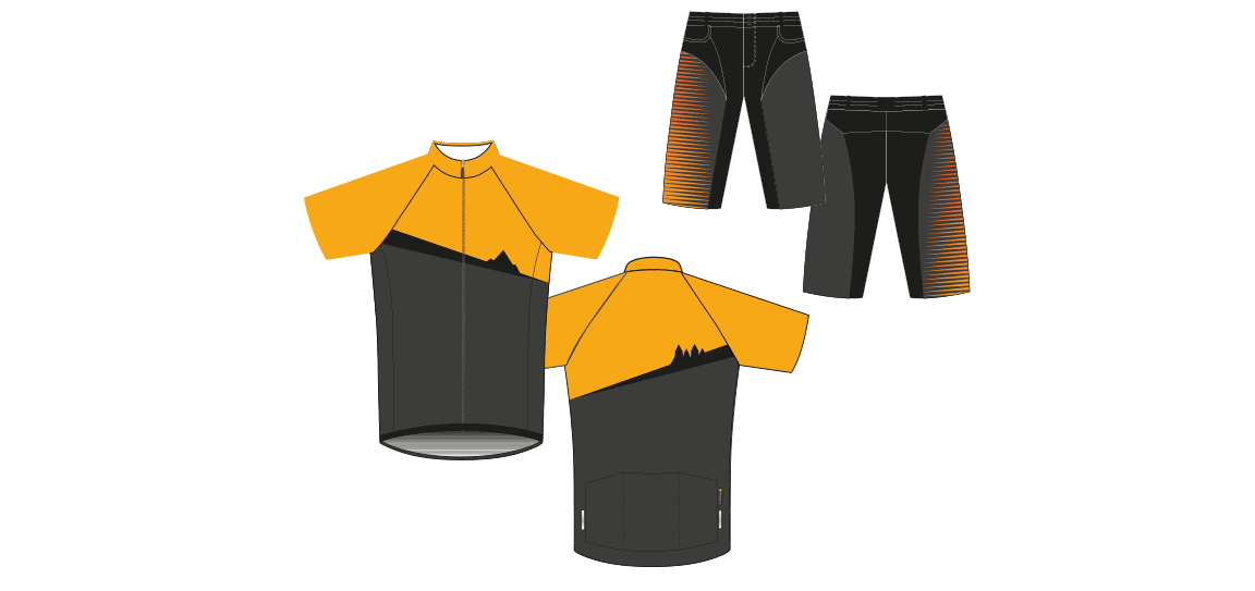 Dowe Sportswear - Designvorlage für Trikots und Shorts - orange-schwarz