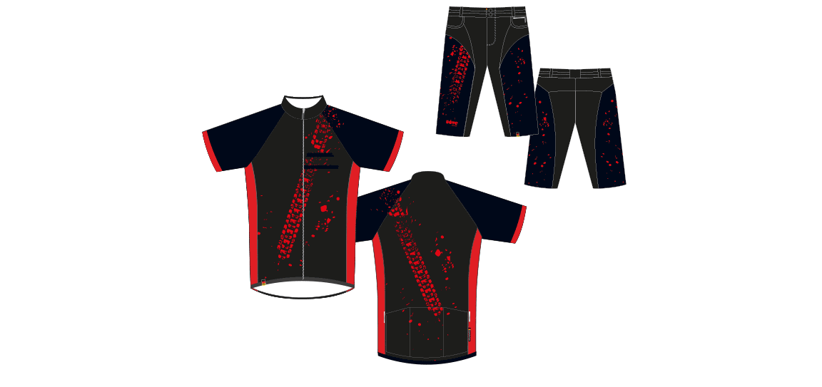 Dowe Sportswear - Designvorlage für Trikots und Shorts - rot-schwarz