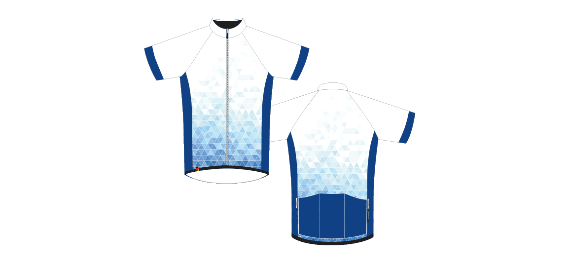 Dowe Sportswear - Designvorlage für Trikots - blau-weiß Dreiecke
