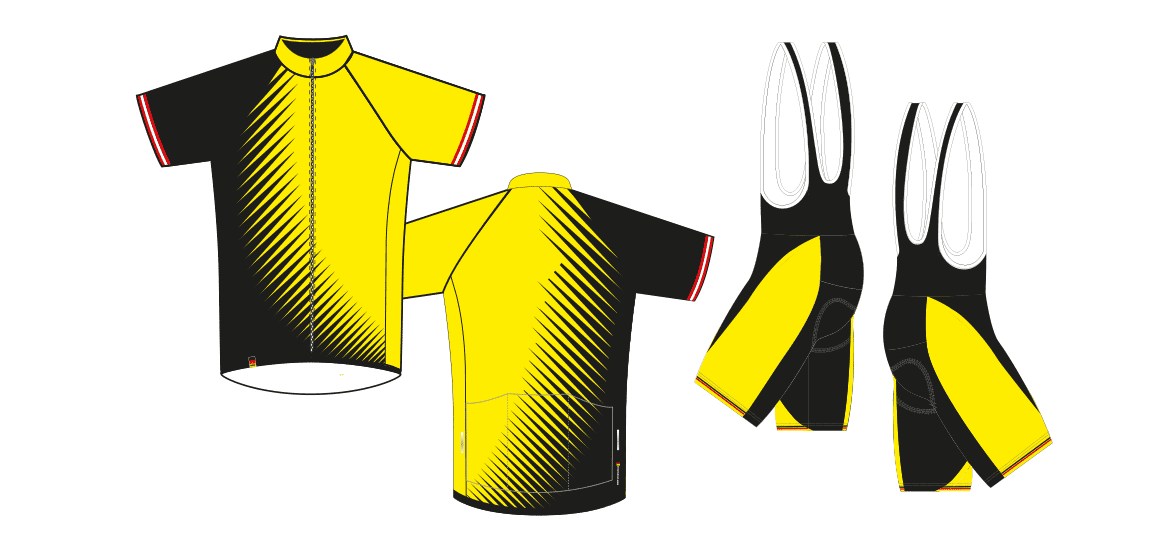 Dowe Sportswear - Designvorlage für Trikots und Trägerhosen - gelb-schwarz