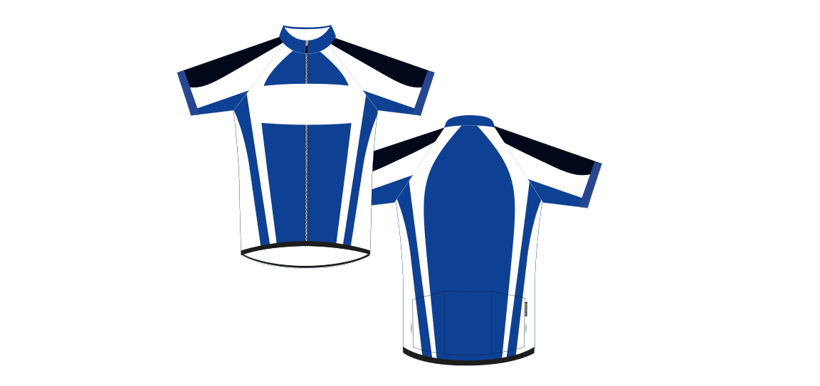 Dowe Sportswear - Designvorlage für Trikots - weiß-blau-schwarz